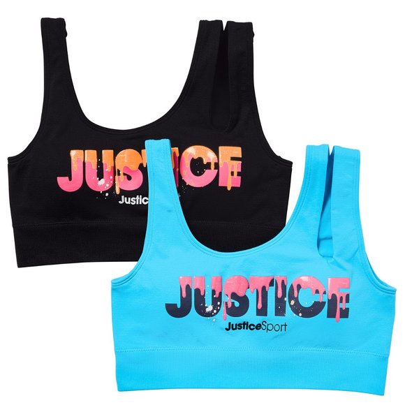 Justice Sport Cutout Bra 2Pk One Black & One Blue from Oh So Soft Collection - Picture 1 of 5